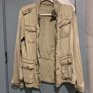 Anthro Loose Fit Green Army Soft Cargo Green Coat